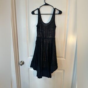 Plenty By Tracy Reese Black & Nude Asymmetric Hem Cinch Tie Waist Dress, Small